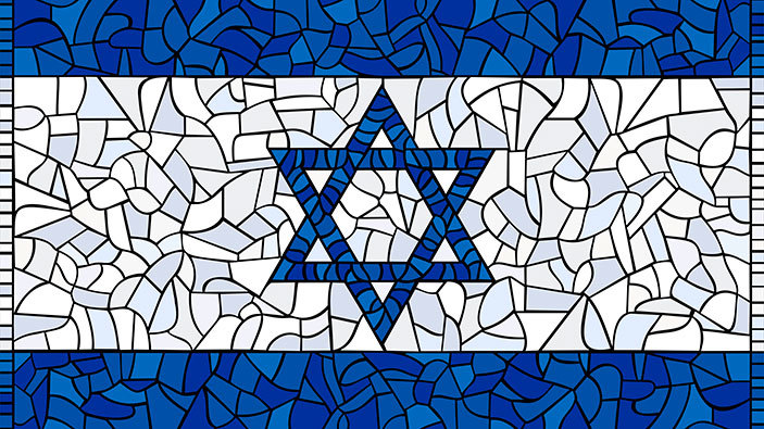 Israel flag glass