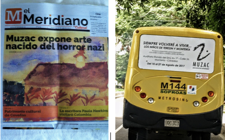 De igual manera como en otros lugares se creó un vínculo entre los niños de Terezin y los niños víctimas de conflicto. En el caso de Montería, se realizó un Taller de Arte, liderado por el Maestro Cristo Hoyos quien invitó a niños de barrios habitados por